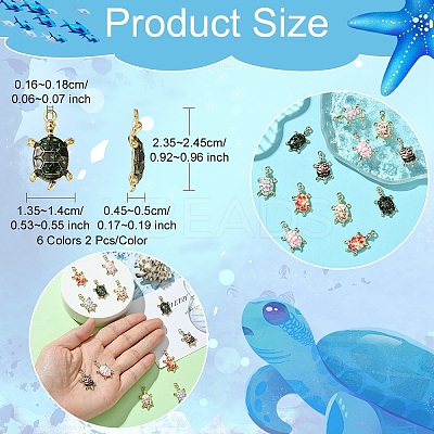 12Pcs 6 Colors Alloy Enamel Pendants FIND-YW0004-60-1