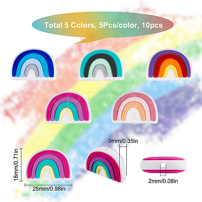 10Pcs 5 Colors Food Grade Eco-Friendly Silicone Focal Beads SIL-SC0001-06-1