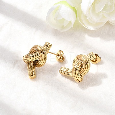 304 Stainless Steel Knot Stud Earrings EJEW-K268-45G-1