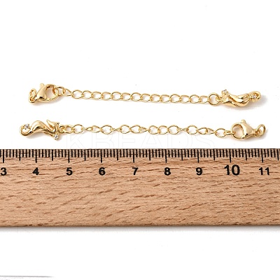 Brass Micro Pave Clear Cubic Zirconia Chain Extender KK-Z149-07G-1
