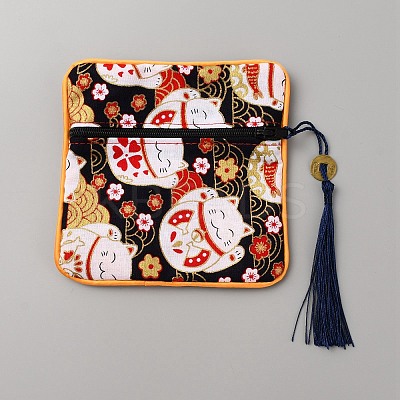 Square Cloth Jewelry Packing Pouches Drawstring Bags with Tassel ABAG-WH0032-68F-1