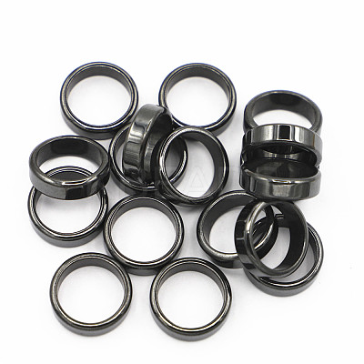 Non-Magnetic Synthetic Hematite Plain Band Ring FIND-PW0021-11G-1