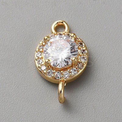 Light Gold Plated Brass Pave Cubic Zirconia Connector Charms KK-CJC0001-41KCG-05-1