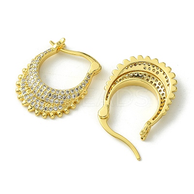 Brass with Cubic Zirconia Hoop Earrings EJEW-K267-05G-1