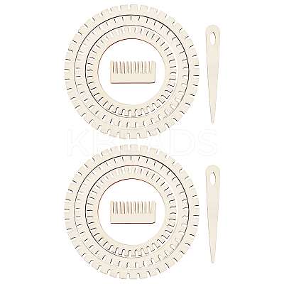 Gear Shape Wooden Cicular Weaving Loom Sets WOOD-WH0029-09-1