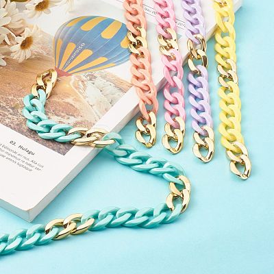 Handmade Opaque Acrylic Curb Chains AJEW-JB00963-1
