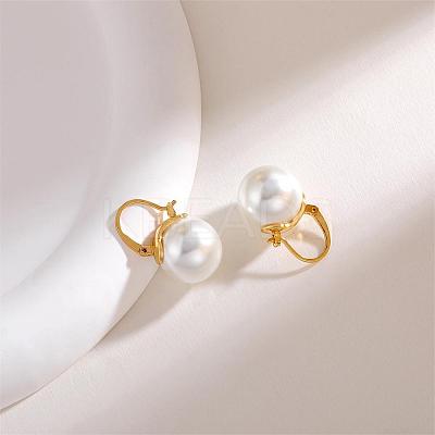 Pearl Earrings Gray Round Ball Hoop Dangle Earrings Stud Elegant Shell Pearl Drop Stud Imitation Freshwater Cultured Pearls Earrings Brass Charms Jewelry Gift for Women JE1096A-1