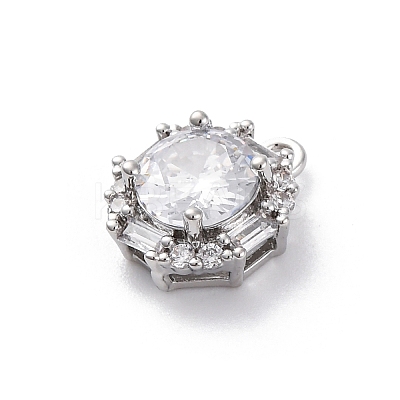 Brass Micro Pave Clear Cubic Zirconia Pendants KK-Z084-09P-03-1