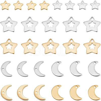 80Pcs 8 Style 304/201 Stainless Steel Charms STAS-FH0001-41-1