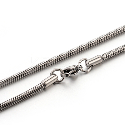 Non-Tarnish 304 Stainless Steel Round Snake Chain Necklaces STAS-M174-005P-2.4-01-1