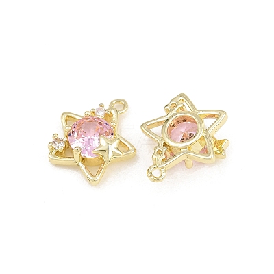 Brass Pave Pearl Pink Cubic Zirconia Pendants CU-CBA8124-01A-G-1
