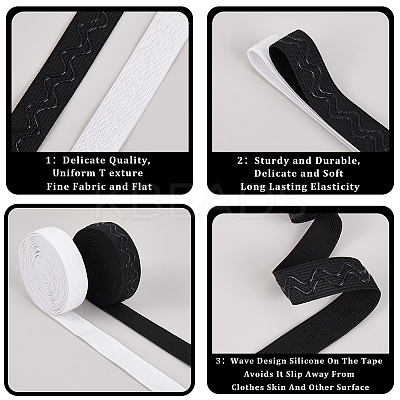 10 Yards 2 Colors Non-slip Transparent Silicone Polyester Elastic Band OCOR-GF0004-15A-1