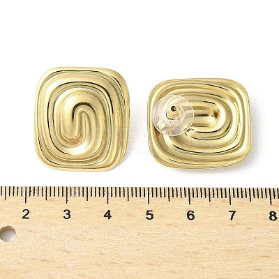 304 Stainless Steel Rectangle with Spiral Stud Earrings EJEW-V006-05G-1