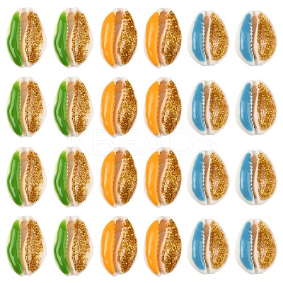 18Pcs 3 Colors Enamel Cowrie Shell Beads SSHEL-FS0001-03-1