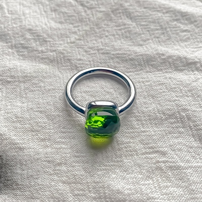 Square 304 Stainless Steel with Glass Finger Rings FS-WG8AAFA-19-1