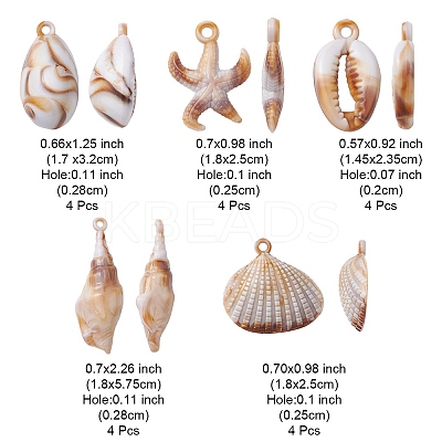 20Pcs 5 Style Acrylic Pendants OACR-YW0001-60-1