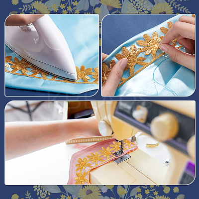 Ethnic Style Polyester Metallic Thread Embroidery Floral Trimming SRIB-WH0011-137A-1