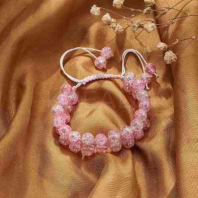 Bling Round Glass Braided Bead Bracelet BJEW-JB08794-01-1