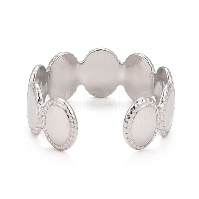 Non-Tarnish 304 Stainless Steel Oval Wrap Open Cuff Ring for Women RJEW-C025-05P-1