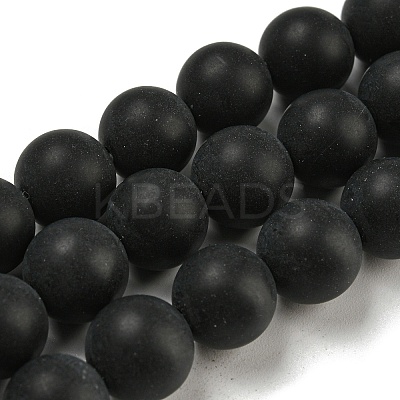 Dyed & Heated Natural Black Agate Beads Strands G-P088-14-10mm-1