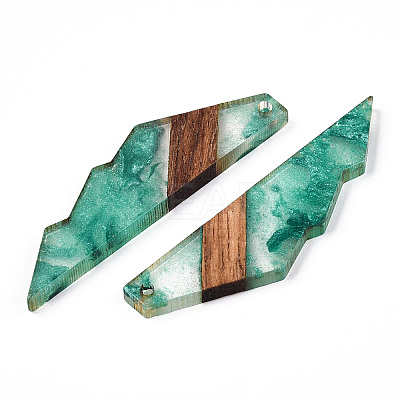 Transparent Resin & Walnut Wood Big Pendants RESI-ZX017-55-1