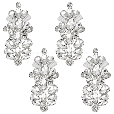 4Pcs Glass Rhinestone Embroider Thread Hotfix Rhinestone Iron on/Sew On Patches PATC-OC0001-01A-1