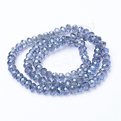 Electroplate Transparent Glass Beads Strands EGLA-A034-T8mm-Y04-1