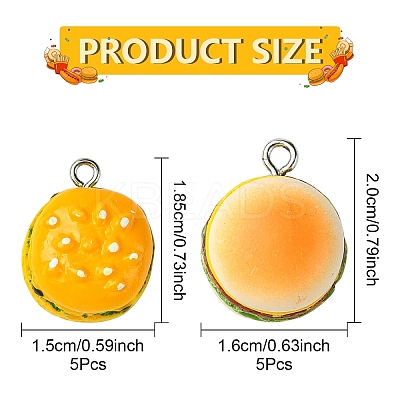 10Pcs 2 Styles Opaque Resin Pendants RESI-YW0003-32-1