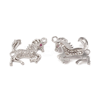Brass Micro Pave Clear Cubic Zirconia Connector Charms KK-E068-VB019-1