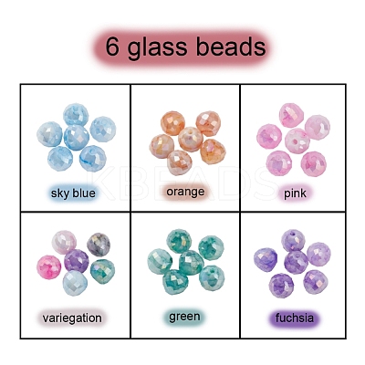 6 Colors Opaque Baking Paint Crackle Glass Beads Strands EGLA-YW0001-21-1