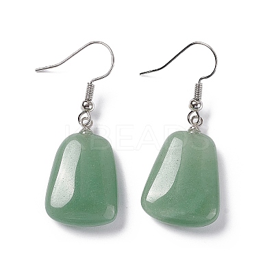 Natural Green Aventurine Trapezoid Dangle Earrings EJEW-D188-02P-06-1