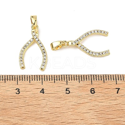 Brass Micro Pave Clear Cubic Zirconia Pendants KK-H254-13G-1