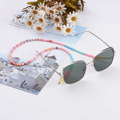 Rainbow Polymer Clay Heishi Beaded Eyeglasses Chains AJEW-EH00316-1