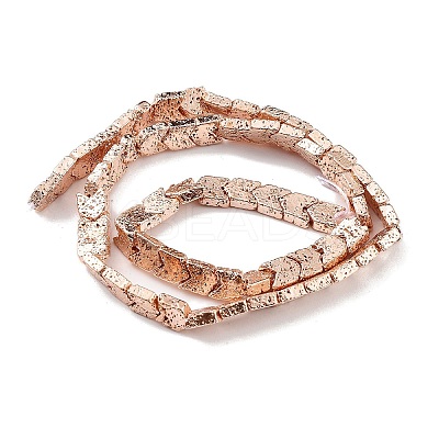 Electroplated Natural Lava Rock Beads Strands G-H303-A02-RG02-1