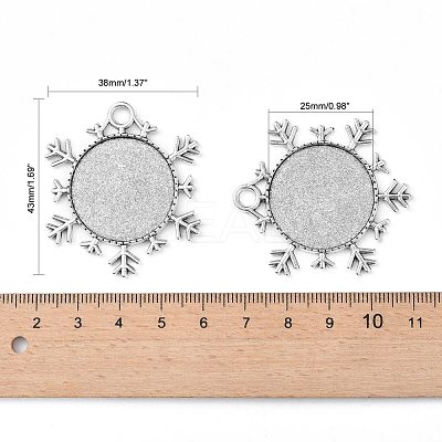 Christmas Ornaments Alloy Snowflake Pendant Cabochon Settings X-TIBEP-O006-29AS-1