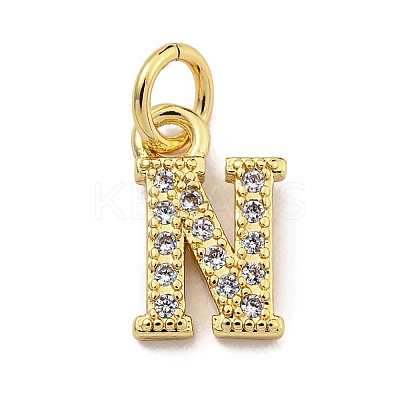 Initial Letter Brass with Cubic Zirconia Charms KK-Q814-26N-G-1