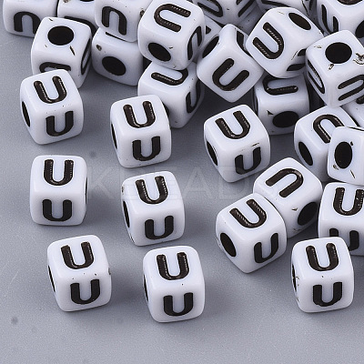 White Opaque Acrylic Beads MACR-R869-02U-1