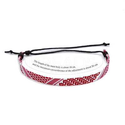 Arab Scarf Style Cloth with Wax Cord Braided Bracelets FS-WG12D4A-01-1