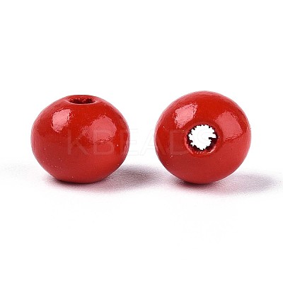 Spray Painted Round Natural Schima Wood Beads WOOD-A018-8mm-07-1
