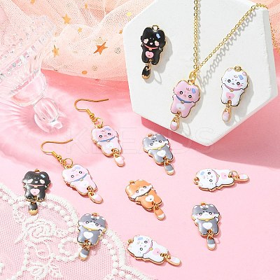 40Pcs 5 Style Alloy Printed Pendants FIND-CJ0001-27-1