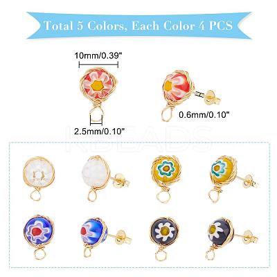 10 pairs 5 Colors Handmade Millefiori Lampwork Earring Stud Settings and Ear Nuts EJEW-UN0001-55-1