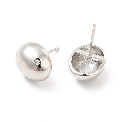 Cubic Zirconia Oval Stud Earrings EJEW-P213-12P-01-1