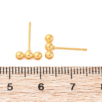 201 Stainless Steel Beaded Horizontal Bar Stud Earrings with 316 Stainless Steel Pin for Women X-STAS-K238-01G-1