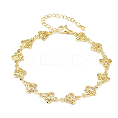 Brass Micro Pave Clear Cubic Zirconia Link Chain Bracelets for Women BJEW-A090-09F-G-1