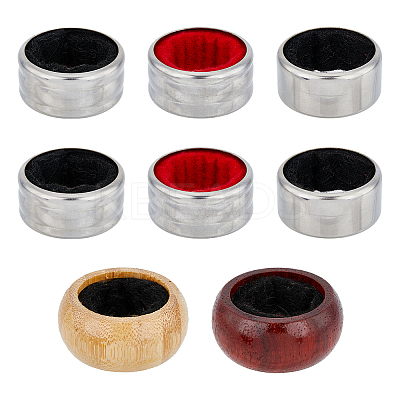 4 Style Wood & Stainless Steel Red Wine Ring FIND-FH0007-12-1