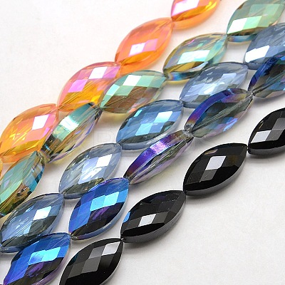 Faceted Electroplate Crystal Glass Horse Eye Beads X-EGLA-F071-M-1