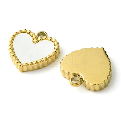 Ion Plating(IP) 304 Stainless Steel Pave Shell Heart Charms FIND-Z028-04G-1