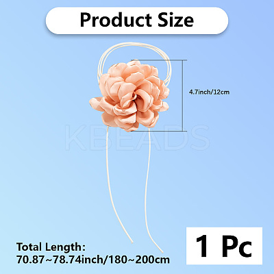 1Pc Retro Cloth Rose Flower Waxed Cord Wrap Choker Necklaces for Women NJEW-CP0001-05D-1
