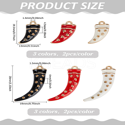 12Pcs 6 Styles Rack Plating Alloy Enamel Pendants ENAM-LP0001-48A-1