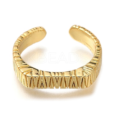 Rack Plating Brass Open Cuff Rings for Women RJEW-M022-05G-1